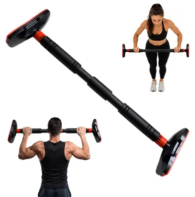 Imagen del producto de Barra de dominadas para marco de puerta, extensible de 66 a 100 cm, capacidad de 150 kg, se sujeta sin necesidad de taladrar, acero, color, Imagen generada por IA