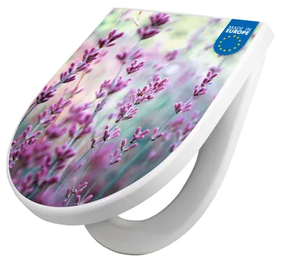 Produktbild von WC Sitz mit Absenkautomatik D Form Motiv Lavendel 2 [TDW3 12780]