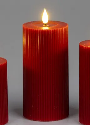 Produktbild von LED Kerze STREIFEN H. 15cm D. 7,5cm rot mit Timer Formano