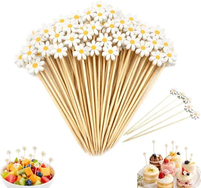 Image de Brochettes de marguerites - Brochettes en bambou - Brochettes décoratives