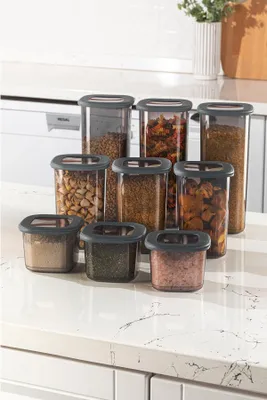 Produktbild von Hermia Concept, BNMPOLYAS9-51217SRG, Aufbewahrungsbox-Set (9-teilig), 100 % KUNSTSTOFF, Anthrazit, 10 x 10 x 9,5 cm