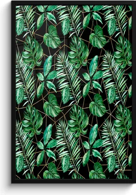 Produktbild von MuchoWow® MuchoWow® Gerahmtes Poster Blätter - Grün - Abstrakt 60x90 cm - Poster mit zchwarzem Bilderrahmen - Kunst