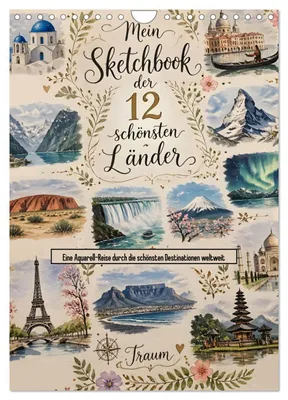 Produktbild von Mein Sketchbook der 12 schönsten Länder (Wandkalender 2027 DIN A4 hoch), CALVENDO Monatskalender
