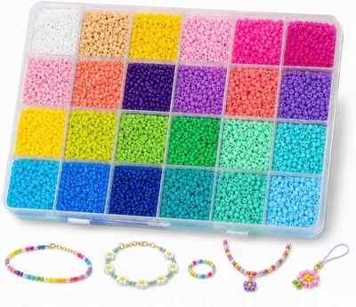 Produktbild von Glasperlenset 11000 Stück, 24 Farben, 3 mm, für Schmuckherstellung