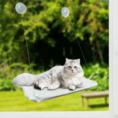 Hängendes Katzenbett mit 4 Saugnäpfen, Weiß