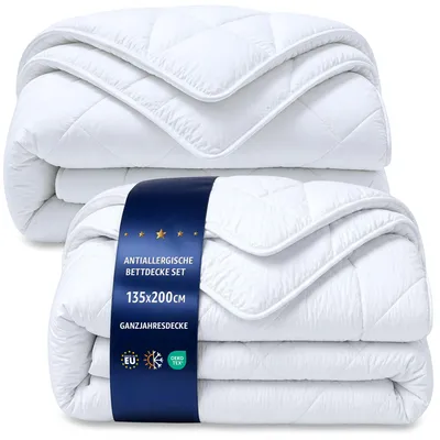 Produktbild von Bettdecke Ganzjahres  Set 2x 135x200 cm Microfaser Steppdecke Duvet Quilt
