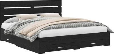 Obrázek produktu pro vidaXL Rám postele černý dubový vzhled 180 x 200 cm materiál na bázi dřeva