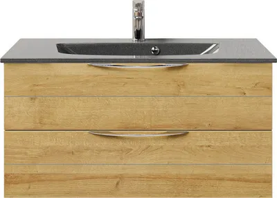 Produktbild von Pelipal Badmöbel-Set Sunline 300 BxHxT 97 x 49,9 x 48 cm Frontfarbe eiche riviera Badmöbel-Set mit Waschtisch Mineralmar