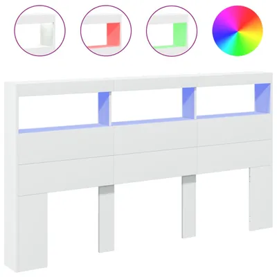 Produktbild von LED-Kopfteil mit Ablagen Weiß 180x17x102 cm