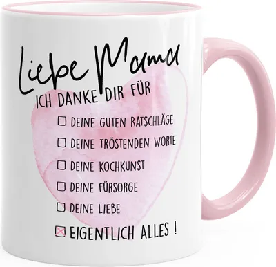 Produktbild von Kaffee-Tasse Muttertag Mama ich danke dir für alles Teetasse Keramiktasse MoonWorks® rosa unisize