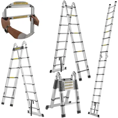 Obrázek produktu pro GEKO Multifunkční teleskopický žebřík 5 m, nosnost 150 kg, hliníkový G02449