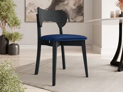 Obrázok produktu pre Čalúnená jedálenská stolička CIBOLO 3 - čierna / tmavá modrá