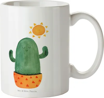 Produktbild von Mr. & Mrs. Panda Plastikbecher Kaktus Sonne - Weiß - Geschenk, Haferl, Trennung, Kinderbecher, Pott, Neustart, Henkelbecher, Trinklernbecher, Geschenkidee, Kakteen