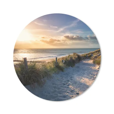 Produktbild von MuchoWow® Mauspad Mousepad Sonnenuntergang - Strand - Düne - Gras - Bank 20x20 cm - Mousepads - Maus Mat - Pad - Mausunterlage - Schreibtischmatte