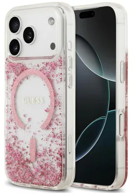 Produktbild von Handyhülle für iPhone 18 Pro Max / 17 Pro Max Guess Resin Bottom Glitter mit MagSafe, Rosa
