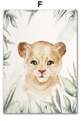 Produktbild von Poster Kinderzimmer Dschungel Tiere · Kinder Name Personalisiert · Kinderzimmer Bilder · Wand Deko · Kunst Druck · Deko Print · ohne Rahmen · Motiv F · 60×90 cm
