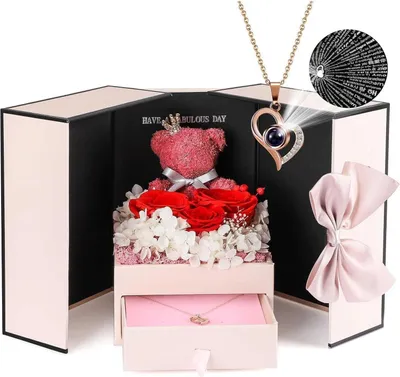 Image de ADDWel 925 Collier en argent sterling avec boîte cadeau Rose éternelle