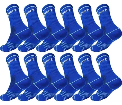 Produktbild von 12 Paar Sportsocken Herren Damen – mit Streifen, atmungsaktiv & bequem Blau 43-46