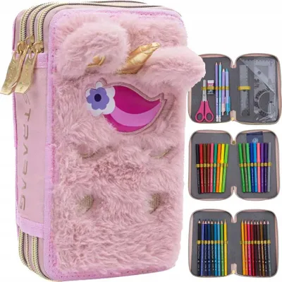 Zdjęcie produktu dla Piórnik potrójny z wyposażeniem Puszysty Jednorożec Fluffy Unicorn AC31 Astrabag