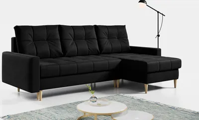 Produktbild von Ecksofa Wohnzimmer - L-form mit Schlaffunktion und Bettkasten - ASTRA - Schwarz