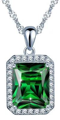 Produktbild von Yumilok Jewelry Halskette mit Smaragd aus Sterling-Silber 925 und grünem synthet