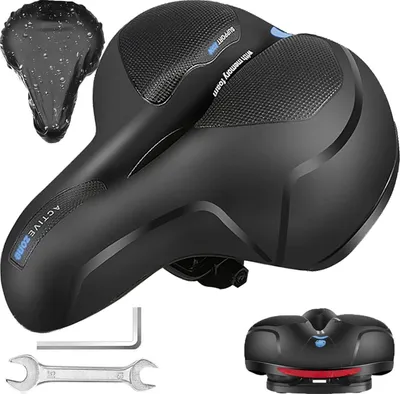 Image de Selle de vélo confortable avec double ressort bleu pour VTT/vélos/vélos pliants