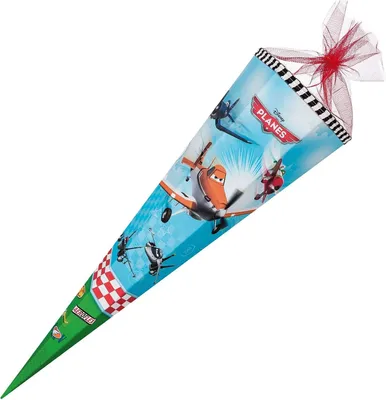 Produktbild von Große Schultüte / Zuckertüte Disney PLANES Flugzeug Rot Grau ca. 85 cm (Länge) | 6-eckig | Durchmesser ca. 25 cm