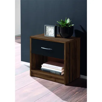 Produktbild von Stella Trading PEPE Nachttisch Columbia Nussbaum Schwarz 39x41x28 cm (B/H/T)