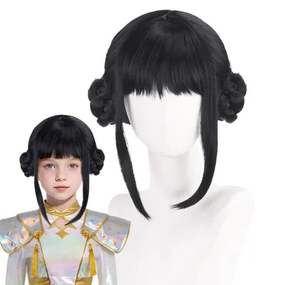 Produktbild von K-Pop Band Kinder Perücke | Rumi Mira Zoey | Demon Hunter | Komplettes Set für Mädchen | Anime Karneval | viele Größen | Perücke Schwarz Onesize