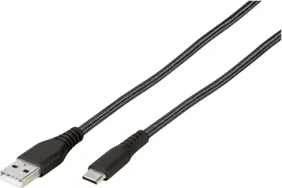 Produktbild von ViVanco™LongLife, 2,5 m, USB C, USB A, USB 2.0, Schwarz
