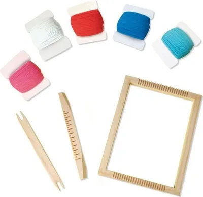 Obrázek produktu pro Sada SES Creative pro tkaní, odolný tkalcovský stav, 60 m nití, ruční práce, od 5 let, 19,8 x 4 x 19,8 cm