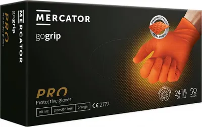 Produktbild von NAJDER Orangefarbene Nitrilhandschuhe, Größe M, Packung 50 Stück. Starker Griff, sehr langlebig, beständig gegen Fett und Öl, für Mechanik, Lebensmittelindustrie, Reinigung