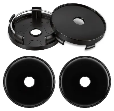 Productafbeelding van Naafdoppen 60 mm, set van 4 stuks, zwart ABS voor aluminium velgen