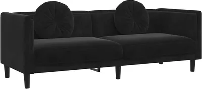 Produktbild von vidaXL Sofa mit Kissen 3-Sitzer Schwarz Samt