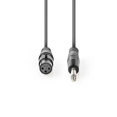 Produktbild von Nedis Unausgeglichen Audiokabel - XLR 3-Pin Buchse - 6.35 mm Stecker - Vernickelt - 5.00 m - Rund - PVC - Dunkelgrau - Kartonhülle