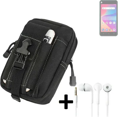 Produktbild von K-S-Trade Gürteltache + Kopfhörer kompatibel mit BLU Studio X10L 2022 Gürtel Tasche Holster Schutz Hülle Handy Hülle  schwarz inkl. Extrafächer