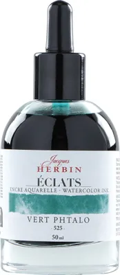 Produktbild von Jacques Herbin 4x Aquarelltine Éclats, Flakon 50ml - Phthalogrün 16525T