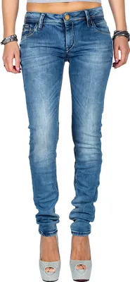 Produktbild von Cipo & Baxx Damen Slim Fit Jeans Stonewashed WD344 Blue W28/L34
