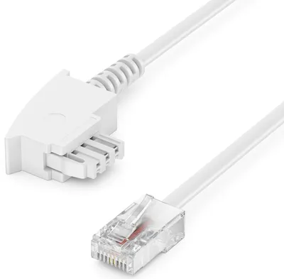 Produktbild von deleyCON 20m Routerkabel TAE-F auf RJ45 (8P2C) Anschlusskabel Kompatibel mit DSL ADSL VDSL Fritzbox Internet Router an Telefondose TAE - Weiß