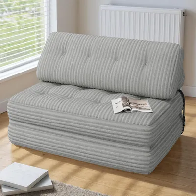 Immagine prodotto di BEALIFE 3-in-1 beanbag pieghevole | Come divano, poltrona e letto per ospiti | Per stanze piccole | 130x90x60 cm | AR33 | Grigio chiaro