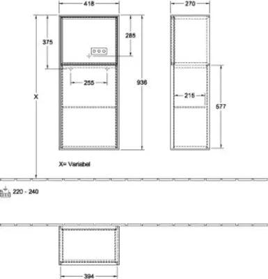 Produktbild von Villeroy & Boch F500PCMT Seitenschrank Finion F50