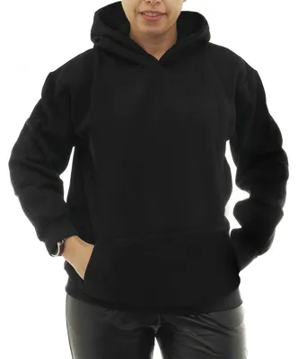 Produktbild von Damen Hoodie warm Vlies Kapuze Pulli Oversize Pullover Tasche vorne 7260 schwarz M