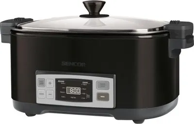 Image de Mijoteuse SENCOR SPR-5508BK, 1350 W, 6 L, Noir, Couvercle Verre Trempé