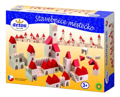 Obrázok produktu pre Stavebné bloky 2,5cm drevo mesto 100 kusov v krabici 29x19x6cm