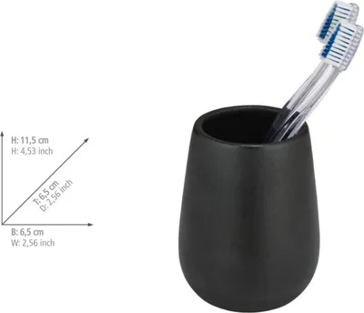 Produktbild von Zahnputzbecher Keramik Nerno Schwarz 6,7x11,5x6,7 cm Badezimmer Becher