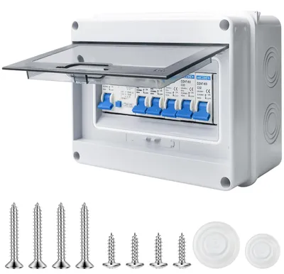 Sicherungskasten Aufputz IP65, 63 A, 2x10A+16A+20A+32A, 8 Module