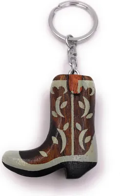 Zdjęcie produktu dla Onwomania drewniany brelok do kluczy kowbojskie buty buty buty western buty wisiorek urok