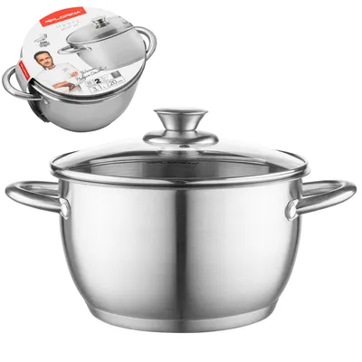 Obrázek produktu pro Hrnec na vaření TOPF GAS induction STAINLESS STEEL se skleněnou poklicí hrnec na polévku 3,3 l