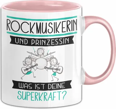 Produktbild von Rockmusikerin Und Prinzessin Tasse Geschenk Für Eine Rockmusikerin Geburtstag Was Ist Deine Superkraft (Rosa)