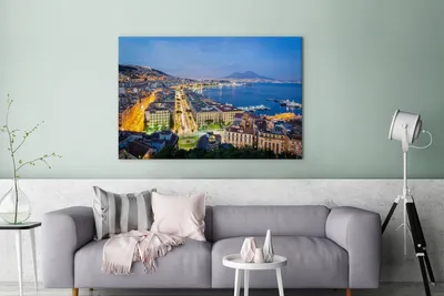 Produktbild von OneMillionCanvasses® - Leinwandbilder - 140x90 cm, Neapel bei Nacht, Wandbilder Kunstdruck Wanddekoration